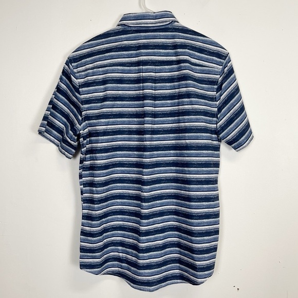 14th & Union Shirt Mens Large Blue White Stripe Short Sleeve Shirt Button Up NWT - Picture 2 of 9